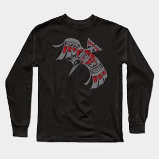 Tlingit style Kingfisher, in gray Long Sleeve T-Shirt